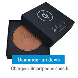 Chargeur sans fil pour smartphone  cuir rond