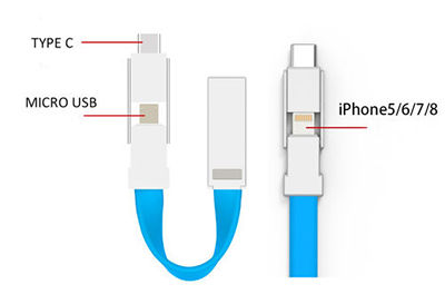 <font size="4">Cable cl&eacute; multi-connexion  usb iphone type C